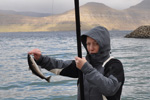 Marita på hyggefiskeri i Leirvík
