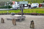 Standmynd til minnis um Victor Danielsen / The memorial stone of Victor Danielsen, Fuglafjørður.