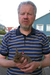 Jens-Kjeld with the young hare from Oyri.